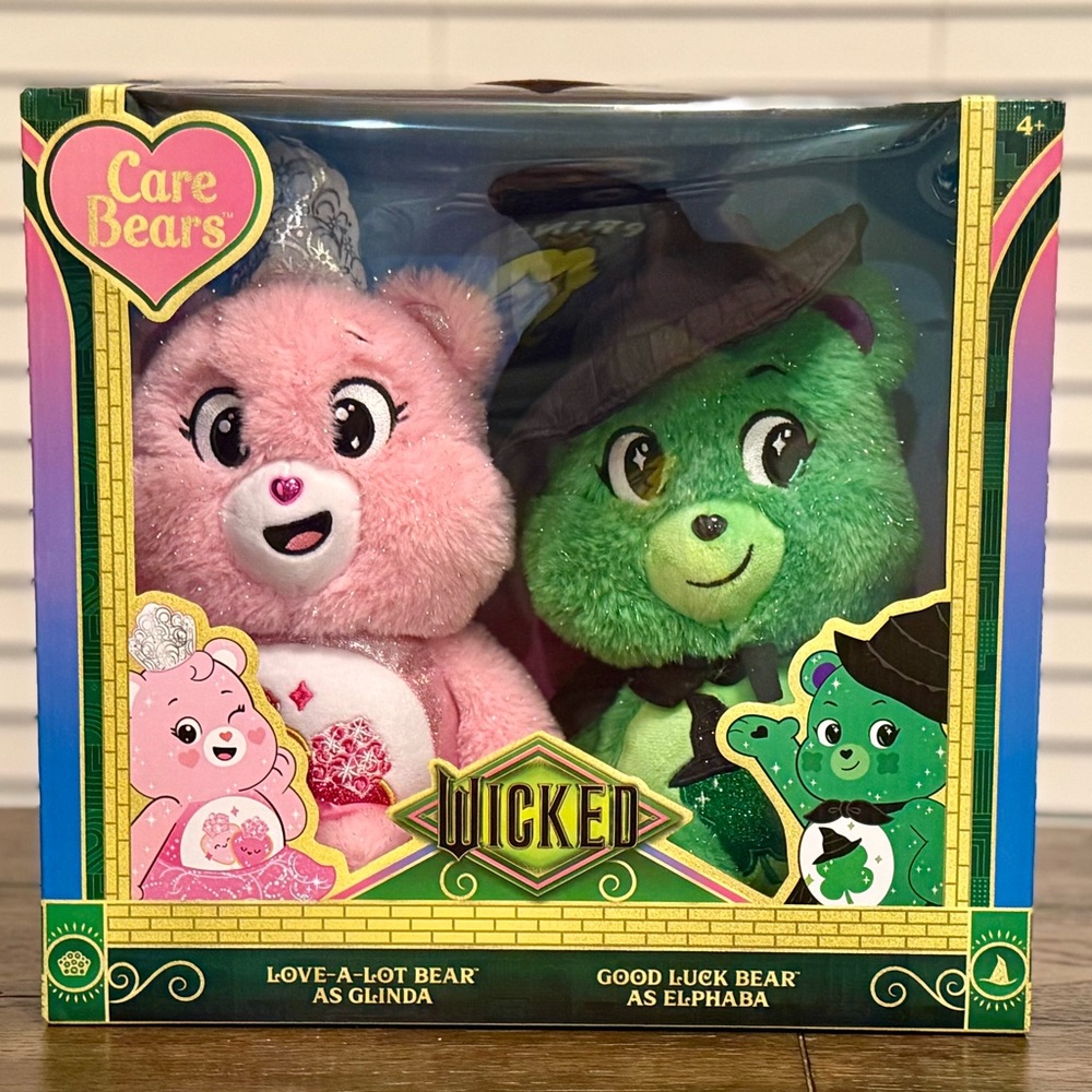 Exclusive Collector Care Bears x Wicked Plush Set, Glinda & Elphaba
